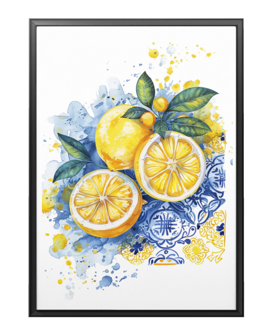 Affiche Citron Vintage Bleu